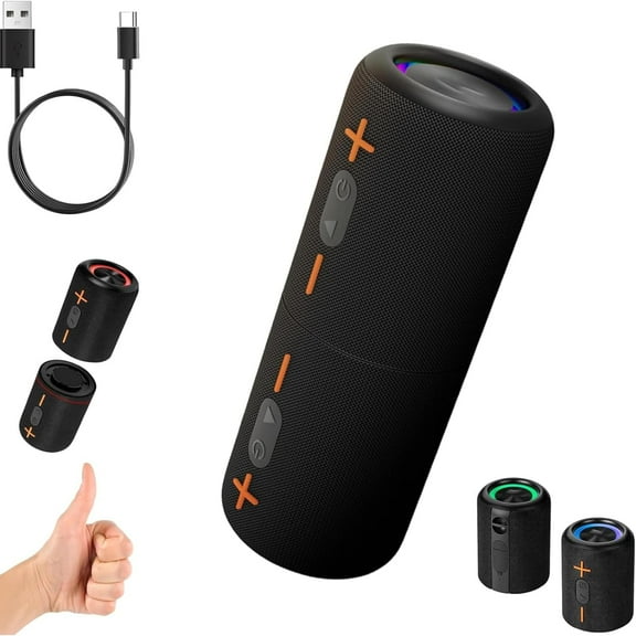 Splittable Bluetooth Speaker, 2 in 1 Portable Pairable Waterproof Wireless Speaker, Waterproof Split Wireless Speakers Bluetooth V5.3 with 20W Loud Stereo Sound, 24H Playtime (1PC)