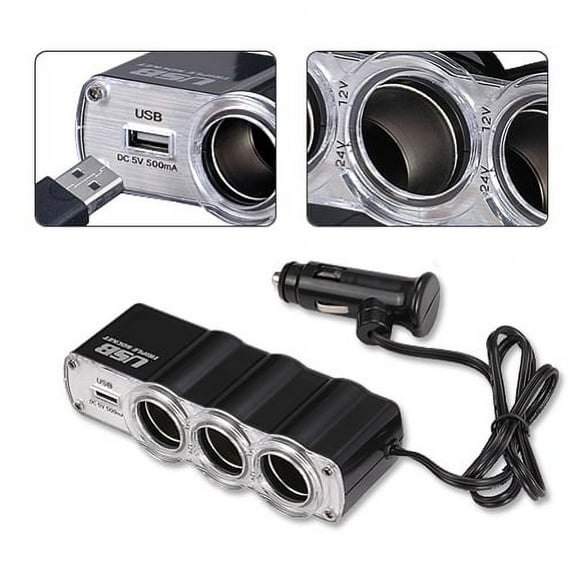 Splitter Car Charger for Samsung Galaxy A54 5G/A34 5G - 3-Port DC Socket Power Strip Adapter