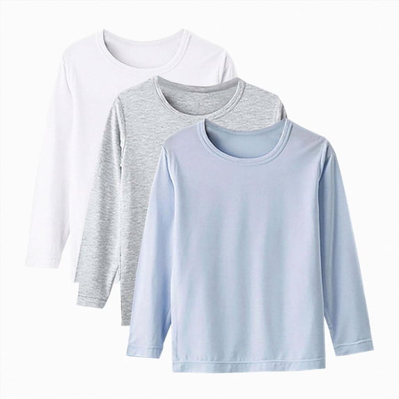 Splozh 3 Pack Girls Long Sleeve Tees 1-14 Years Girls' Soft T-Shirts Kids Basic Crewneck T-Shirts Top for Teen Youth Girls,E,11-12 Years