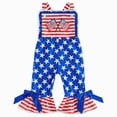 thumbnail image 1 of Splozh 4th Fourth of July Toddler Girl Outfit 12 18 24 Months 2T3T4T USA Romper Bell Bottoms Jumpsuit Red White and Blue Outfits,Blue,18-24 Months, 1 of 6