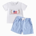 thumbnail image 1 of Splozh 4th of July Outfits for Baby Boys for 6 12 18 24 Months 2T 3T 4T, Soft Short Sleeve Shirt & Shorts 2Pcs American Flag Star Striped Summer Clothing Set Blue,6-12 Months, 1 of 8