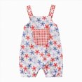 thumbnail image 1 of Splozh 4th of July Toddler Girl Outfit 3 6 9 12 18 Months USA Romper Jumpsuit Overall Baby Fourth of July Matching Outfits,Watermelon Red,9-12 Months, 1 of 7
