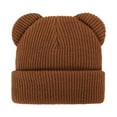 thumbnail image 1 of Splozh Baby Beanie Fleece Lined Knit Winter Pullover Hat Children's Double Ear Hat Solid Color Cute Knitting Baby Hat Brown,6-36 Months, 1 of 7