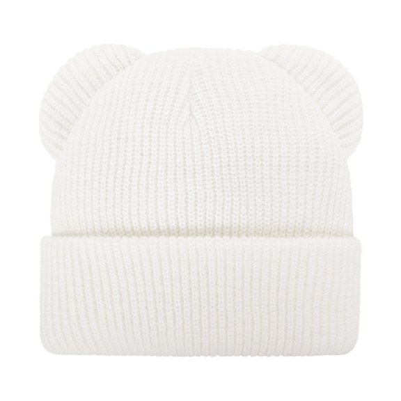 Splozh Baby Beanie Knit Toddler Hat Winter Pullover Hat Children's Double Ear Hat Solid Color Cute Knitting Baby Hat White,0-6 Months