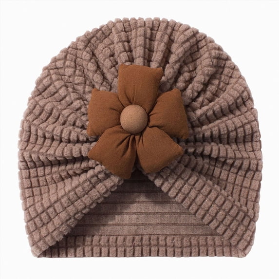 Splozh Baby Bonnet Newborn Cute Hat Baby Girls Turban Hats with Bow Newborn Caps Bonnets Headwraps for Infants Toddlers Turban Hat,Coffee,One Size