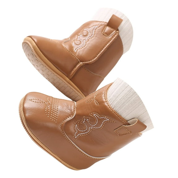 Splozh Baby Booties Newborn Baby Boots Cute Soft Non Slip Sole Fashionable Walking Shoes Brown,US 4.5