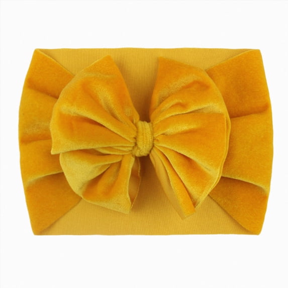 Splozh Baby Bow Headband Cute Bows Kids Newborn Girls Baby Solid Headband Hair Band Bow Accessories Headwears,Yellow,One Size