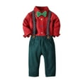 thumbnail image 1 of Splozh Baby Boy Christening Outfit Boys Long Sleeved Shirt and Overalls Suit Comfortable Soft Fashionable Christmas Print Gentleman Suit for Boys Red,11-12 Years, 1 of 4