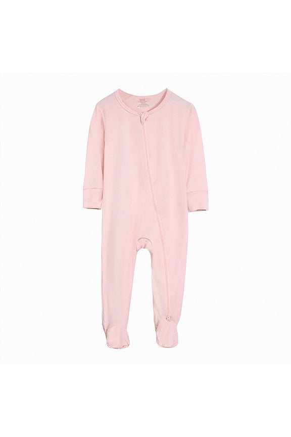 Baby Boy Clothes 3 6 12 18 24 Months Infant Baby Footed Long Sleeve Baby Pajamas with Zipper Cotton Infant Sleepers,Pink,12-18 Months