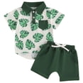 thumbnail image 1 of Splozh Baby Boy Clothes Baby Boy Summer Clothes Coconut Tree Pattern Button Down Shirt Shorts Toddler Beach Clothes Dark Green,2-3 Years, 1 of 7