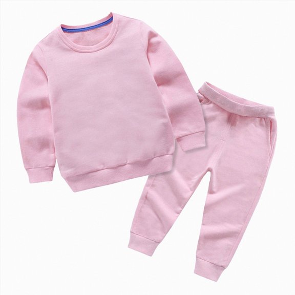 Splozh Baby Boy Fall Clothes 1-12 Years Toddlers Girls Boys Fall Winter Solid Color Warm Thick Long Sleeved Sweatshirts Pants Set,Pink,3-4 Years