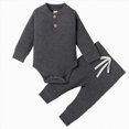 thumbnail image 1 of Splozh Baby Boy Gifts 3 6 12 18 24 Months Kids Boys Girls Cotton Set Thick Bodysuit Pants Autumn Winter Home Wear,Grey,6-12 Months, 1 of 9