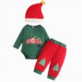 thumbnail image 1 of Splozh Baby Boy Matching Outfit Sets Cute, Baby Boys My First Christmas Long Sleeve Romper Pants Hat Set 3 Piece Set,Red,0-3 Months, 1 of 8
