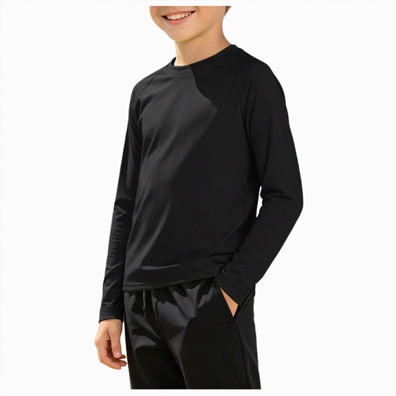 Splozh Baby Boy Shirt Fashion Soft Boys Pullover Sun Shirt Comfortable Breathable Lightweight Sun Outdoor Beach Hiking T Shirt,Black,7-8 Years