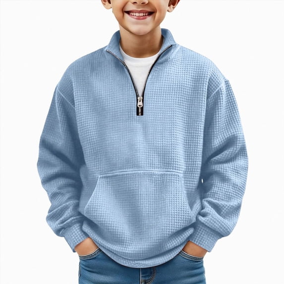 Splozh Baby Boy Shirts Boys Long Sleeve Shirts Soft Cotton Basic Tees Boys Long Sleeve T-Shirts Layering Shirts,Sky Blue,9-10 Years
