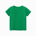 thumbnail image 1 of Splozh Baby Boy Shirts Fashion Soft Toddler Kids Girls Boys Short Sleeve Basic T Shirt Casual Summer Tees Shirt Tops Solid Color Clothes,Green,2 Years, 1 of 3
