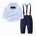thumbnail image 1 of Splozh Baby Boy Suits Fashion, Gentleman Long Sleeves Shirt Wedding Suspenders Outfit with Bowtie,Blue,6-7 Years, 1 of 9