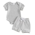 thumbnail image 1 of Splozh Baby Boy Summer Outfits Newborn Boy Clothes Baby Boy Outfits Summer Cotton 2 Piece Set with Bodysuit and Shorts 6-9 Months,Light Gray, 1 of 8