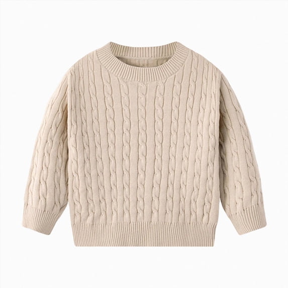 Splozh Baby Boy Sweater Toddler Baby Boy Girl Outfit Knit Sweater Knitwear Pullover Top Fall Winter Clothes,Beige,3-4 Years