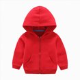 thumbnail image 1 of Splozh Baby Boy Sweatshirt 1-8 Years Unisex Solid Baby Sweatshirts Hoodies Lightweight Full Zip-up Jackets Coat,Red,4-5 Years, 1 of 4