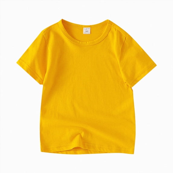 Splozh Baby Boy T Shirts Toddler Boy Short Sleeve Shirts 1T 2T 3T 4T 5T 6T 7T Cotton T-Shirts Round Neck Tee Tops,Yellow,6-7 Years