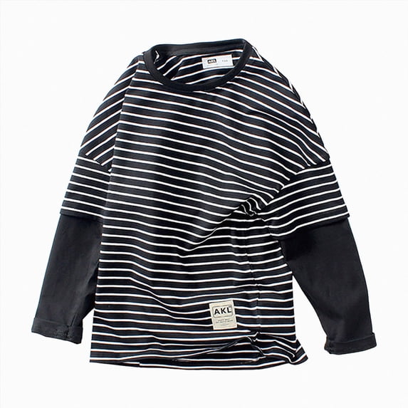 Splozh Baby Boy Tshirts Fashion Soft Big Boys Casual Long Sleeve Crew Neck Cotton Basic Tops T Shirts Childrens Pullover,Black,8-9 Years