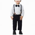 thumbnail image 1 of Splozh Baby Boy Tuxedo Toddler Baby Boy Clothes Suit,Removable Bowtie Shirt Suspenders Pant, Kids Gentleman Wedding Outfit Suit 3-6 Months,White, 1 of 9