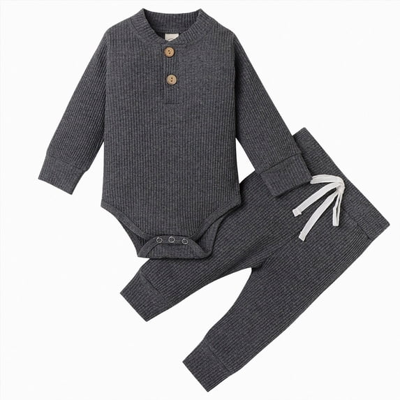 Splozh Baby Boy Winter Clothes Cute, Kids Thick Cotton Romper Pants Underwear Set Fall Winter,Grey,12-18 Months