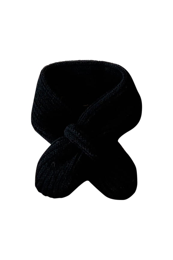 Winter Neck Warmer Kids Children's Scarf Comfortable Warm Solid Color Knitted Boys and Girls Baby Neck Scarf Black,One Size