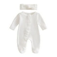 thumbnail image 1 of Splozh Baby Boys Girls Bodysuit Baby Girls Footies Romper Spring Winter Coat Long Sleeve Pack Foot Climb Romper White,6-12 Months, 1 of 4