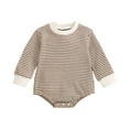 thumbnail image 1 of Splozh Baby Boys Girls Cotton Romper Unisex Baby Boy Girl Romper Long Sleeve Bubble Romper Bodysuit Top Fall Clothes Brown,6-12 Months, 1 of 9