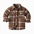 thumbnail image 1 of Splozh Baby Boys Girls Plaid Flannel Jacket Long Sleeve Button Up Shirt Fall Winter Kids Coat Baby Jackets,Brown,6-12 Months, 1 of 3