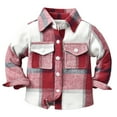 thumbnail image 1 of Splozh Baby Boys Kids Long Sleeve Button Down Plaid Shirts Fall Winter Flannel Shacket Jackets Tartan Tops,Hot Pink 0-6 Months, 1 of 6