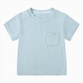 thumbnail image 1 of Splozh Baby Boys T Shirts Kids Short Sleeve Pocket Shirt Crewneck Summer Basic Tee Tops,Blue,9-12 Months, 1 of 5