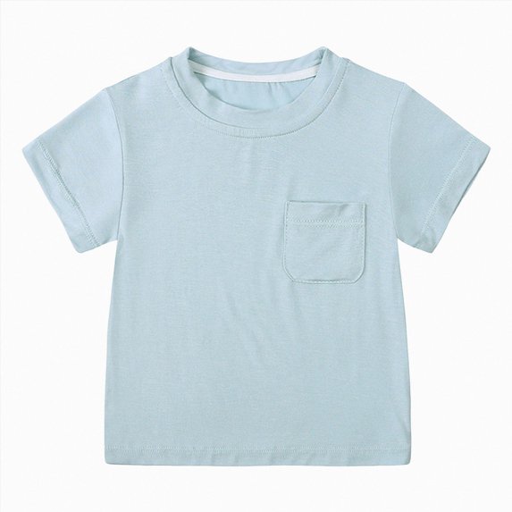 Splozh Baby Boys T Shirts Kids Short Sleeve Pocket Shirt Crewneck Summer Basic Tee Tops,Blue,9-12 Months