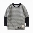 thumbnail image 1 of Splozh Baby Boys' Tops Fashion Soft Big Boys Casual Long Sleeve Crew Neck Cotton Basic Tops T Shirts Childrens Pullover,Grey,12-13 Years, 1 of 6