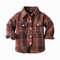thumbnail image 1 of Splozh Baby Button Down Shirt Kids Little Boys Girls Baby Long Sleeve Button Down Plaid Flannel Shirt Girl Boy,Brick Red,8-9 Years, 1 of 5