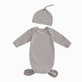 thumbnail image 1 of Splozh Baby Clothes Boy 0 1 3 Months Newborn Knotted Sleeping Bag Fetal Hat Set Baby Comfortable Breathable Pajamas,Coffee,0-3 Months, 1 of 4