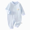 thumbnail image 1 of Splozh Baby Clothes Newborn Baby Girl Clothes 3 6 9 12 18 24 Months Long Sleeve Bubble Romper Bow Jumpsuit Infant Outfit,Blue,9-12 Months, 1 of 8