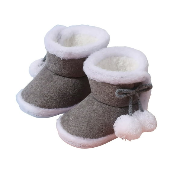 Splozh Baby Fleece Booties Newborn Unisex Baby Toddler Boots Baby Floor Socks Shoes Indoor Children Shoes Winter Socks Shoes Grey,US 4