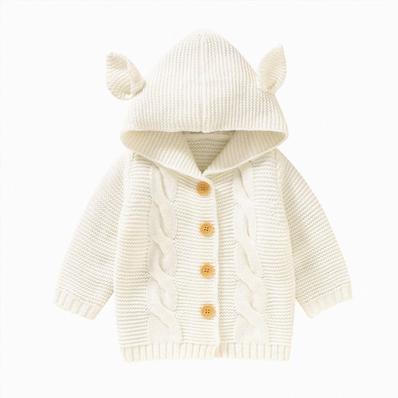 Splozh Baby Girl Boy Knit Cardigan Sweater Hoodies Warm Tops Toddler Infant Outerwear Jacket Coat,Beige,9-12 Months