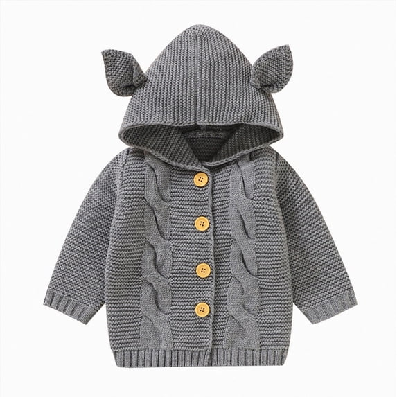 Splozh Baby Girl Boy Knit Cardigan Sweater Hoodies Warm Tops Toddler Infant Outerwear Jacket Coat,Grey,9-12 Months