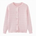 thumbnail image 1 of Splozh Baby Girl Cardigan Button Front Crop Sweater Long Sleeve Spring Fall Tops Solid Color Crew Neck Sweater Little Girl Cardigan,Pink,4-5 Years, 1 of 7