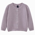 thumbnail image 1 of Splozh Baby Girl Cardigan Button Front Crop Sweater Long Sleeve Spring Fall Tops Solid Color Crew Neck Sweater Toddler Cardigan,Purple,1-2 Years, 1 of 5