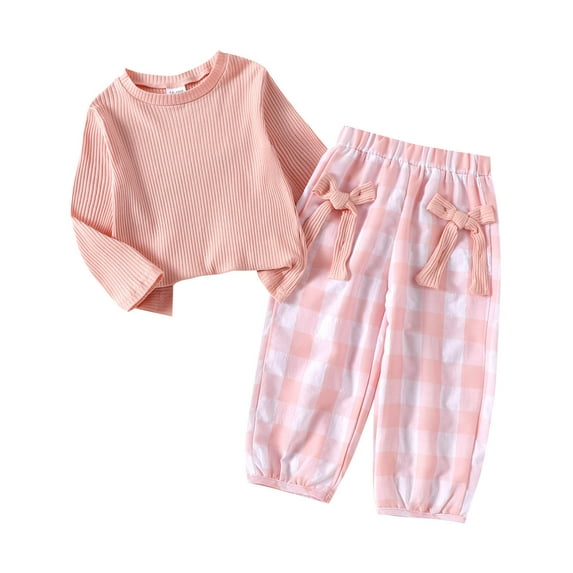 Splozh Baby Girl Clothes Baby Girl Clothes Toddler Infant Spring Outfit Long Sleeve Pullover Tops and Pants Set 18-24 Months,Pink