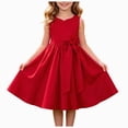 thumbnail image 1 of Splozh Baby Girl Dress Princess Dress Girls Sleeveless Dress Dance Party Princess Dresses Clothes Flower Girl Dress,Red,7-8 Years, 1 of 9