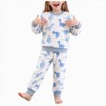thumbnail image 1 of Splozh Baby Girl Fall Outfit Fashion, Baby Boys Girls Flannel Fleece Warm Winter Loungewear Set,Blue,3-4 Years, 1 of 8