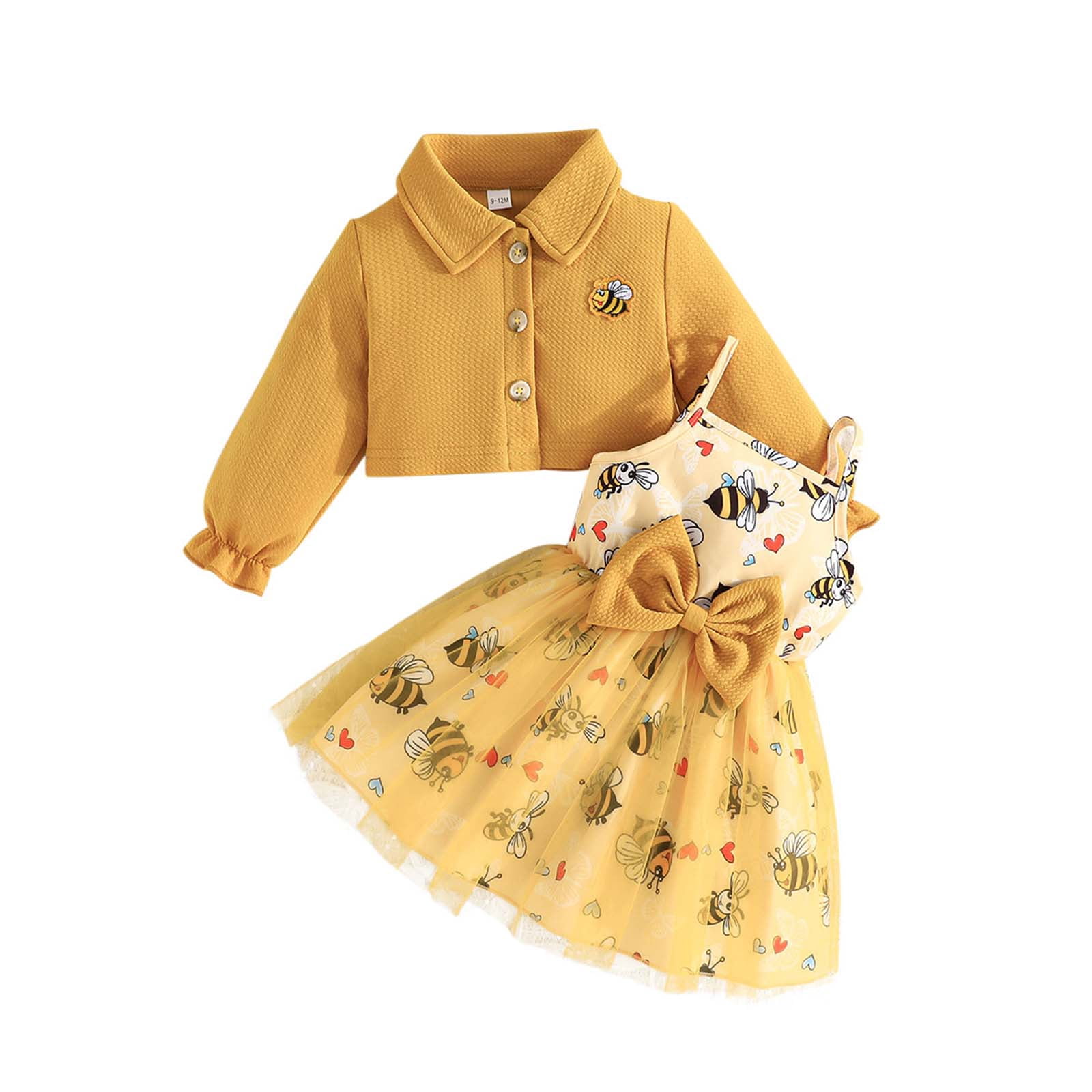 Baby Girl Mid-Season Dress In Terry Stuff Magic Design Yellow Color main image 0