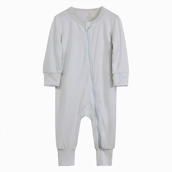 Splozh Baby Girl Going Home Outfit Baby Zipper Footless Romper 3 6 12 18 24 Months Newborn Infant Baby Cotton Footless Pajamas Long Sleeve Sleeper Jumpsuit,Grey,18-24 Months