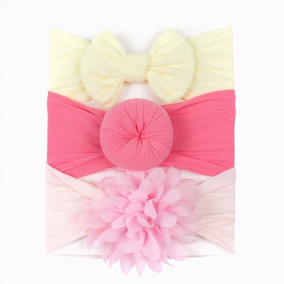 Splozh Baby Girl Headband Soft Cute Toddler Infant Baby Boys Girls Stretch Lace Flower Knotted Headband 3 Pack,BG1,One Size